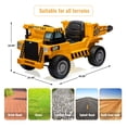 thumbnail image 1 of 12V 4WD Kids Ride-On Dump Truck - Battery Powered Construction Vehicle - Electric Dump Bed & Remote Control - Shovel & Music Player - Interactive Features, 1 of 7