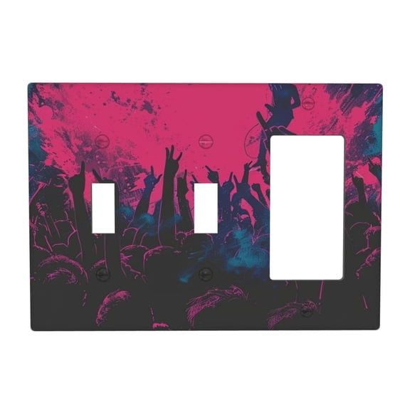 Rock Concert Switch Cover Decorative Wall Plate 3-Gang 2-Toggle 1-Decor Standard Size