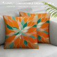 thumbnail image 3 of PRATYUS Orange Teal Grey Pillow Covers Dahlias Floral Modern Farmhouse Rustic Decorative Couch Pillow Cases with Zipper Home Decor for Living Room Bedroom Bed Cushion Outdoor 18x18in, 3 of 5