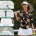 thumbnail image 6 of Uorisanigo Hummingbird Flower Women's Golf Shirt Size 2XL Fashion Women's 3/4 Sleeve Athletic Golf Shirts Versatile Workout Tops Zip Up Collar Quick Dry Outing Wear Workout Sports, 6 of 7