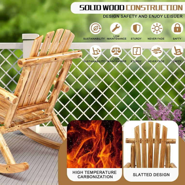 Zimtown 26 in Outdoor Wooden Rocking Chair Patio Adirondack Rocker