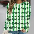 thumbnail image 4 of Craaazy Women's Green Shamrock Printed Long Sleeved Round Neck Cozy and Fashionable Sweatshirts Gifts, 4 of 5