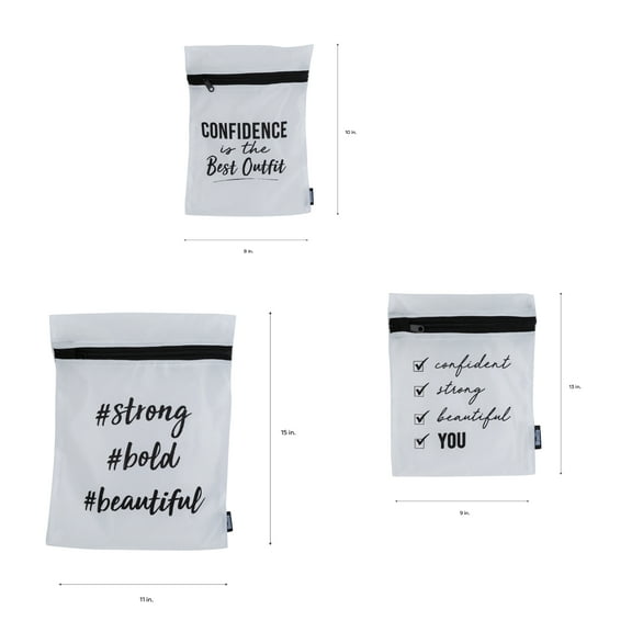 Woolite Printed Mesh Laundry Wash Bags, 3 Pack, 8" x 10", 9" x 13", 11" x 15"