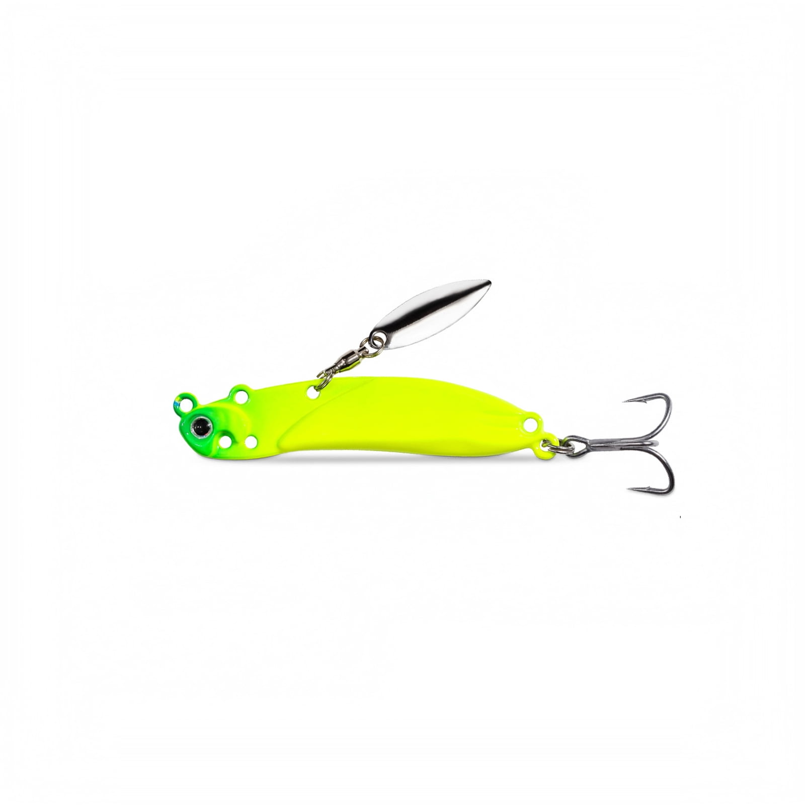 QLUEWX Metal VIB Fishing Lure with Spinning Blade 7g-20g Sinking Vibration Hard Bait with Treble Hooks 5 Colors Reflective Scale Lure for Saltwater Freshwater Bass Trout Fishing