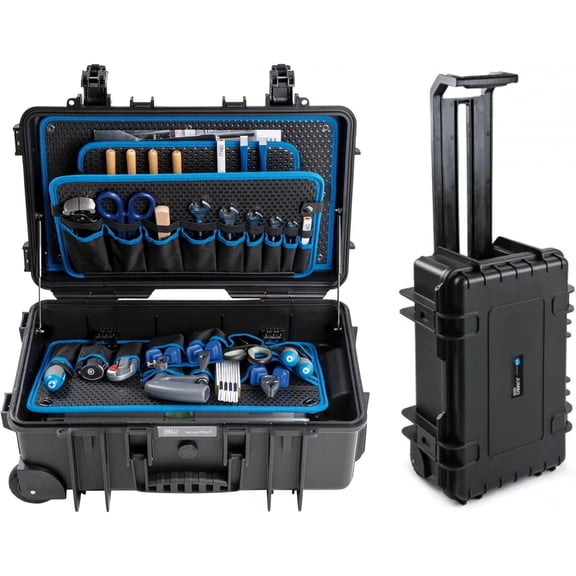 B&W International Jumbo 6600 Rolling Hard Tool Case, Waterproof Protective Storage, Black