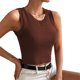 thumbnail image 1 of Top ajustado sin mangas, cuello redondo, liso, cómodo, informal, de punto, camiseta sin mangas para mujer, para ejercicio en la calle, diario, 1 of 6