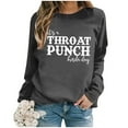 thumbnail image 2 of Women's Fashion Casual Solid Color Loose Long Sleeve Letter Print Round Neck Hoodie, 2 of 2