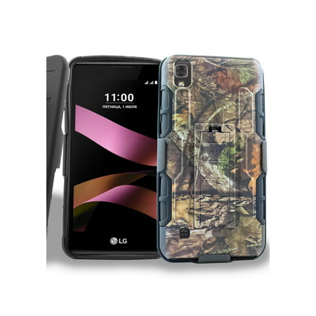for LG Tribute HD LS676 X Style (Virgin Boost Mobile) Holster Clip Happy Camper Camo Armor Heavy Duty Case Double Kickstands