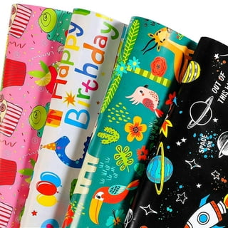 U'COVER Happy Birthday Wrapping Paper for Girls Kids Boys 3-Large Sheet  with Cut Line Gift Wrapping Paper for Women Men Baby Shower Holiday  Birthday