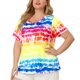 thumbnail image 2 of Women's Plus Size T Shirts Round Neck Multi Color Dye Casual Tops Multi-color 2X, 2 of 7