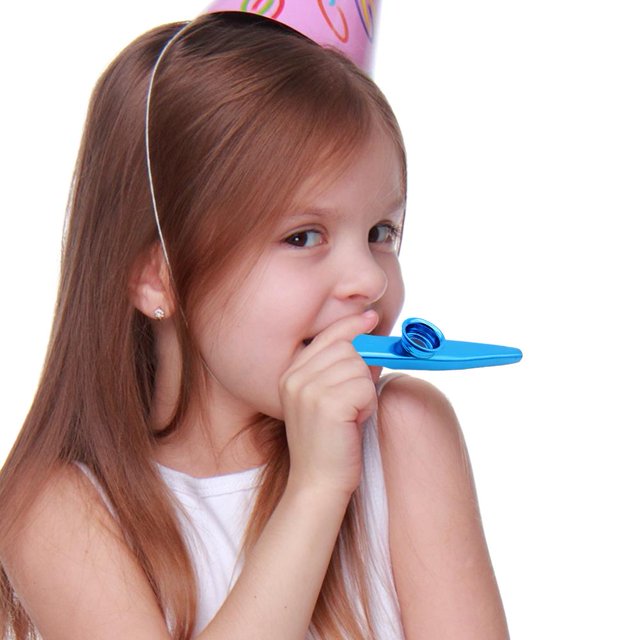 Flautas de boca de instrumento musical de viento de madera Kazoos de metal para principiantes (azul)