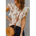 thumbnail image 2 of ABPHQTO Camiseta de manga corta con volante floral verde para mujer, 2 of 5