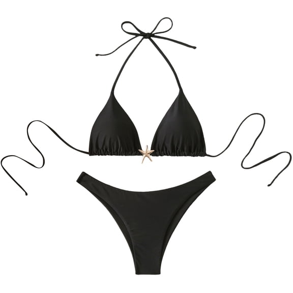 BSDJILFG Two Piece Swimsuits for Women Halter V-Neck Bikini Sets Triangle String Swimwear Summer 2026