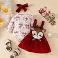 thumbnail image 2 of Baby Girl Outfits Winter Baby Girls Christmas Tree Romper Dress Tutu Hairband Shoes Set Christmas Clothes, 9-12 Months, 2 of 7