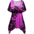 thumbnail image 1 of Plus size 9x Extra Tall Womens Short Sleeve Casual Black PInk Rose Babydoll Tops Rouched Peplum Eclectic T-Shirts, 1 of 4