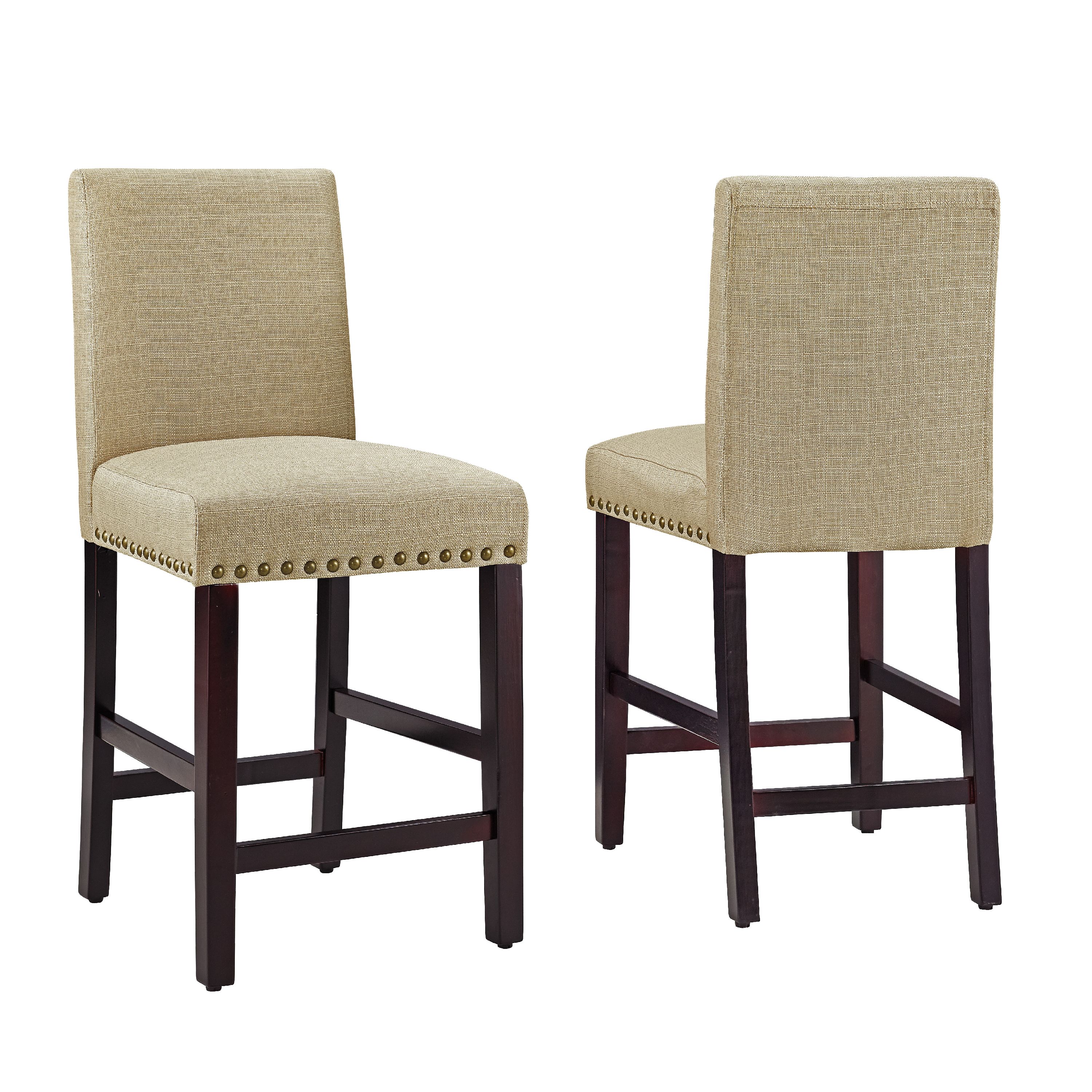 DHI Nice Nail Head Upholstered Counter Stool (2PK), Multiple Colors