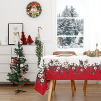 Christmas Tablecloth 60"x120" Water Resistant Polyester Table Cloth with Floral Print Ideal for Indoor Dining Holiday Décor