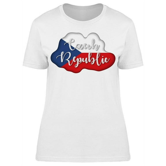 Czech Republic Map Sticker T-Shirt Women -Image by Shutterstock, Female Medium