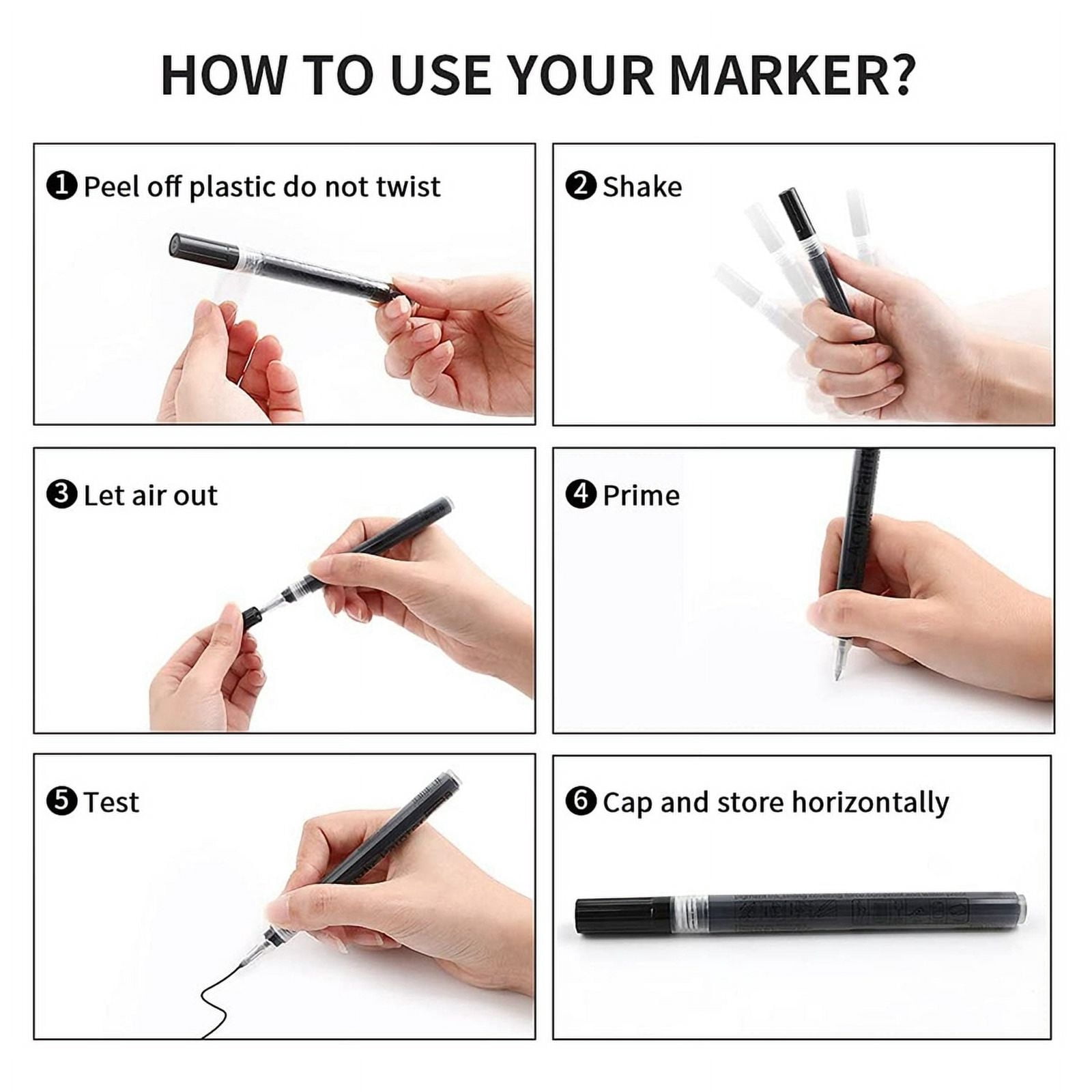 Acrylic Paint Pens,30 Pack Black White Paint Markers for Rock Painting Stone Ceramic Glass Wood Plastic Metal