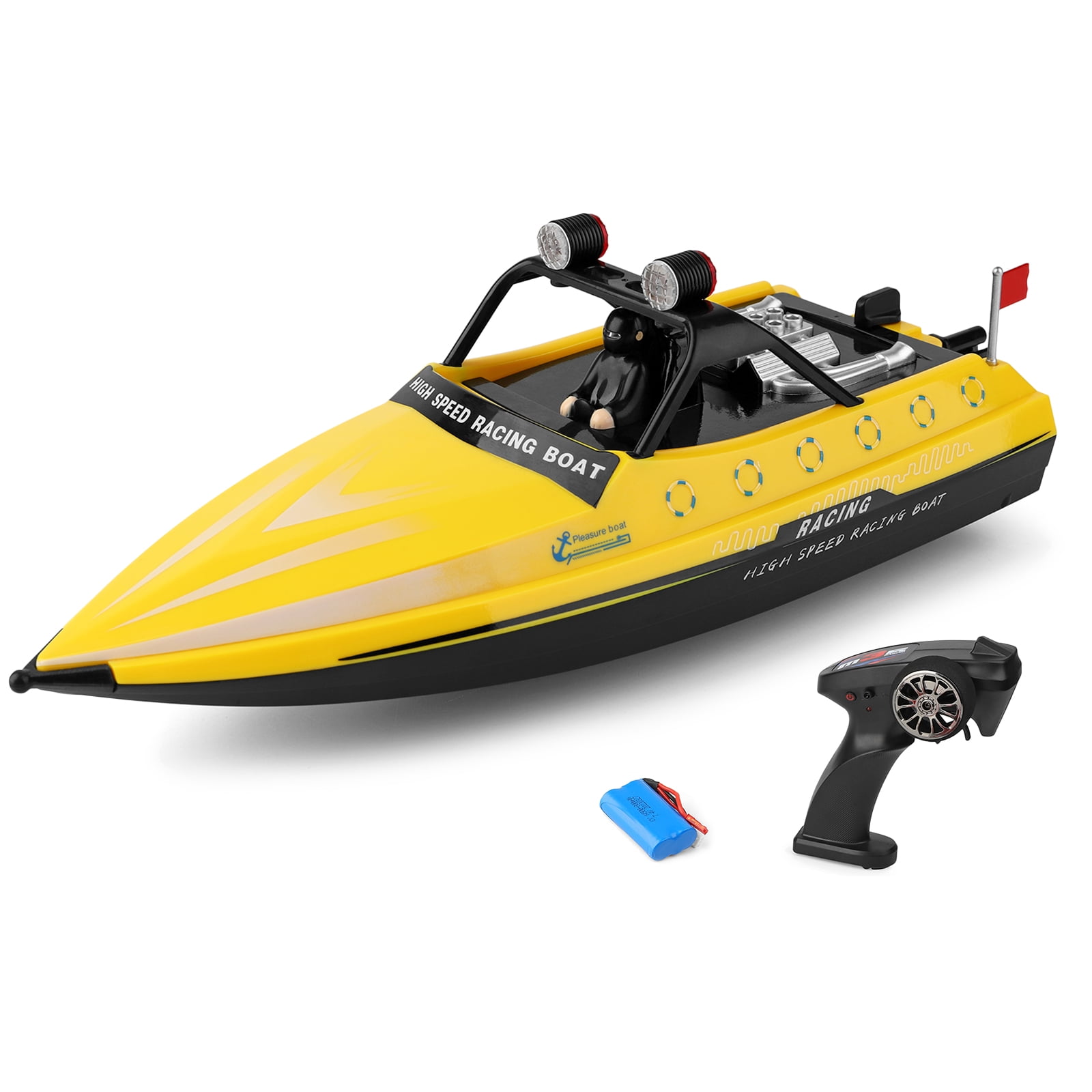 2.4GHz 4CH RC Jet Boat 16km/h Remote Control Racing Speedboat (Yellow 1