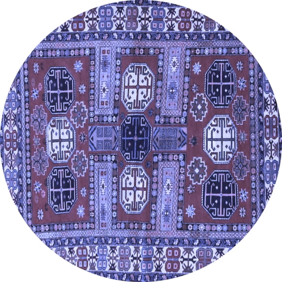Ahgly Company Machine Washable Indoor Round Persian Blue Traditional Area Rugs, 7' Round