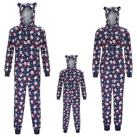 

ERTUTUYI Family Christmas Pajamas Set Hoodie Pajamas Jumpsuit Romper Holiday Pjs Hooded Sleepwear Navy S