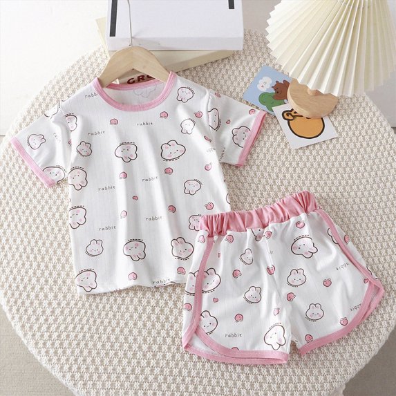 NOLDARES Toddler Baby Girl Short Sleeve T-Shirt and Shorts Set Ruffle Color Clothes Summer 2PCS Outfit(White,4-5 Years)