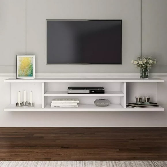 Repisa Flotante O Mesa Tv Moderna Color Blanco 120cm Moderno