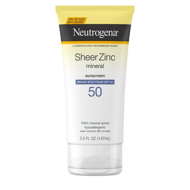 Neutrogena Sheer Zinc Sunscreen Lotion SPF 50, ValueSize, 5 fl. oz