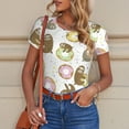 thumbnail image 6 of KLL Women 's Crew Neck Bodysuit Jumpsuits Donut Sloth Print Short onesies Stretch T Shirts, 6 of 7