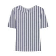 thumbnail image 5 of ALLLIST Blue Womens Tops Clearance Under $5 Striped Collared Short Sleeve Printed Loose Blouses Cotton and Linen Womens T Shirts, 5 of 5