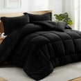thumbnail image 1 of All Season Queen Comforter Set 3 PCs Soft Quilted Down Alternative Comforter+2 Pillow Shams with Corner Tabs,Winter Summer Warm Fluffy,Machine Washable(Black, Queen), 1 of 7