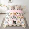 thumbnail image 2 of Manfei Cartoon Cute Cat Twin Bedding Sets 7-Piece for Kid, Pink Watercolor Bedding Comforter Set, Kawaii Animal Paw Reversible Sheet Sets, Microfiber Bedroom Decor, 2 of 7