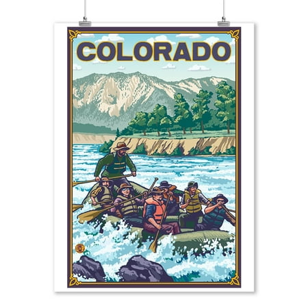 Colorado - River Rafting - Lantern Press Artwork (9x12 Art Print, Wall Decor Travel