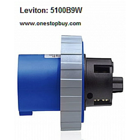 Leviton 5100B9W Pin and Sleeve Inlet 100 Amp 120/208 Volt 3PY 4P 5W NA-Rated - Blue