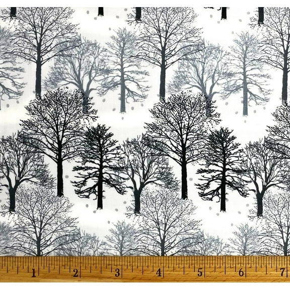 1/2 Yard - Winter Trees Two-Tone Gray Cotton Fabric (Great for Quilting, Sewing, Craft Projects, Throw Pillows & More) 1/2 Yard X 44" Wide