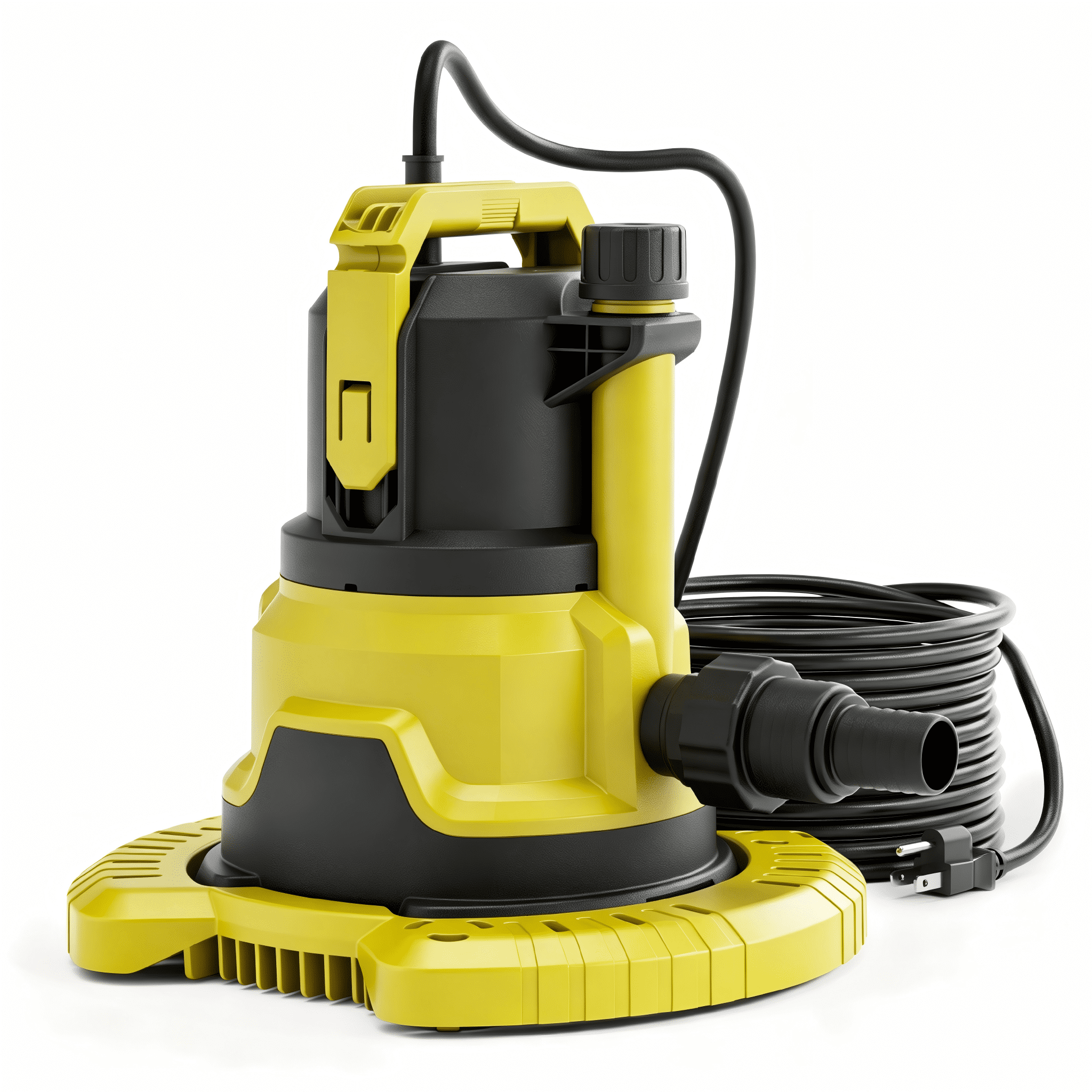 1HP Submersible Sump Pump, Upgraded Pool Cover Pump with Dual Water Outlets & Filter Net - 3500GPH Portable Electric Transfer Pump for Pool, Hot Tubs, Basement Floods, Yellow
