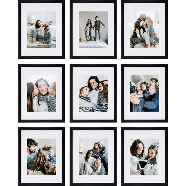 9 Piece Gallery Wall Frame Set, 11x14 in. matted to 8x10 in. (Matte