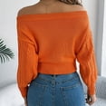 thumbnail image 5 of BOOMNY Womens Sweater Long Sleeve Sweaters for Women Solid Color Jacquard Off Shoulder Warm Knit Pullover Trendy Tops 2025 Fall Winter Knitwear, 5 of 5
