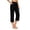 A3 Black, variant on BODOAO Cotton Linen Capri Pants for Women Loungewear Cotton Linen Blend Straight Leg Elastic Waist Pants Wide Leg Capri Length Skin-friendly Loose Fit Travel Pants Black L