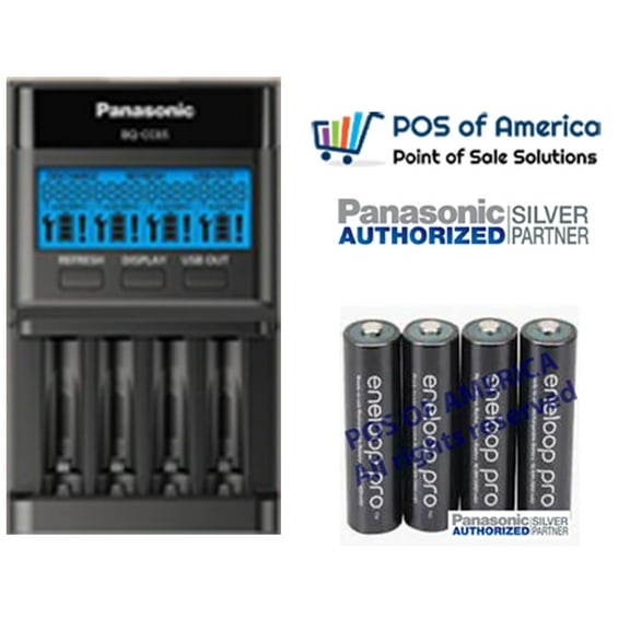 Panasonic Attune Eneloop Pro "AA" Charger CC65 with 4 Pack Batteries WAS-AACHARGER-4PK