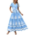thumbnail image 1 of Vestido largo PRETTYGARDEN para mujer, verano 2025, cuello en V, estampado floral, 1 of 5