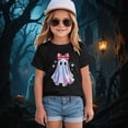 thumbnail image 2 of xaweyi Kids Halloween Graphic Shirt Cute Ghost with Bow Short Sleeve Crew Neck Girls Top,Sizes 18-24 Months, 2 of 5