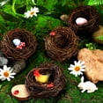thumbnail image 2 of Artificial Bird Nest Easter Handmade Natural Rattan Bird Nests for Easter Garden Yard Home Crafts Party Wedding Patio Succulent Planter DIY Terrarium Moss Landscape (2.36 Inch), 2 of 7