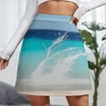 thumbnail image 3 of Beach Bliss Turquoise Waves Women's High Waist Skirt Stretchy Casual Mini Skirt, 3 of 8