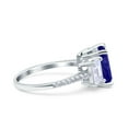 thumbnail image 3 of Three Stone Radiant Cut Ring Blue Sapphire CZ 925 Sterling Silver Size 6, 3 of 7