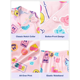 thumbnail image 5 of Beezizac Girls Silky Satin Pajama Faces Pink Comfy Long Sleeve & Pants Set Cute 2-Piece Winter Jammies Kid Size 14, 5 of 6