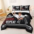 thumbnail image 3 of Erosebridal Football Ball Games Queen Comforter Set,Soccer Sport Themed Bedding Comforter Set For Kids Boys,Reversible black,3pcs, 3 of 7