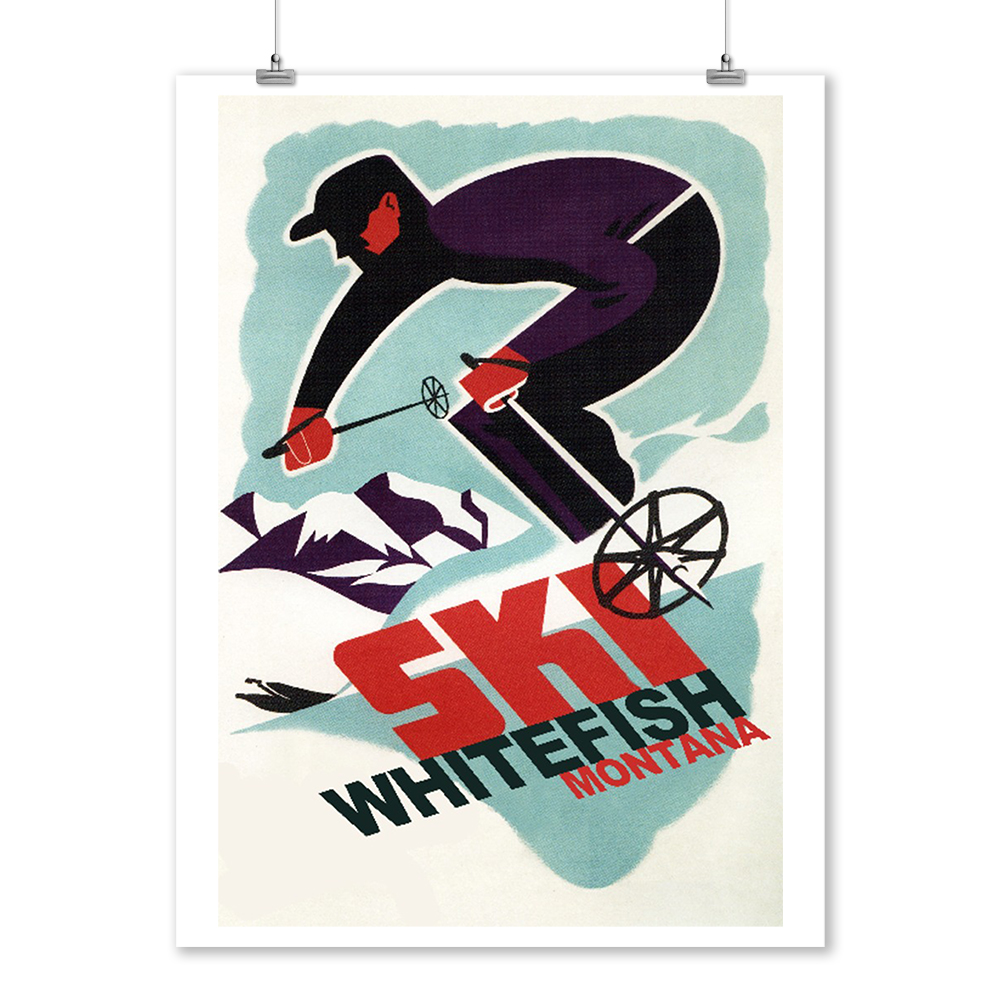 WHITEFISH MONTANA SPEED DOWNHILL SKIING WINTER SPORT FUN VINTAGE POSTER REPRO
