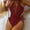 Wine, variant on Sakmal One Piece Swimsuits for Women 2025 String Cutout Black Tummy Control Swimsuits Deep V-Neck Solid Halter Swimwear